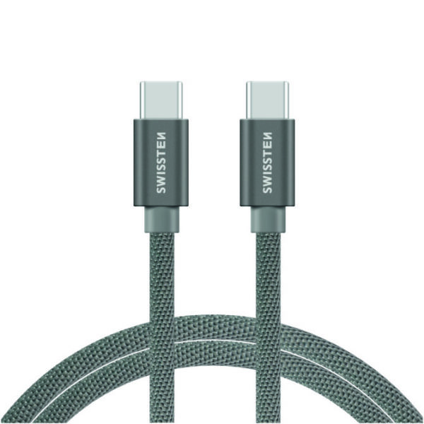 DATA CABLE SWISSTEN TEXTILE USB-C / USB-C 2,0 M SILVER