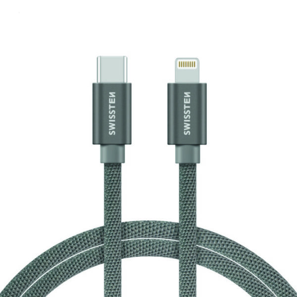 DATA CABLE SWISSTEN TEXTILE USB-C / LIGHTNING 2,0 M SILVER