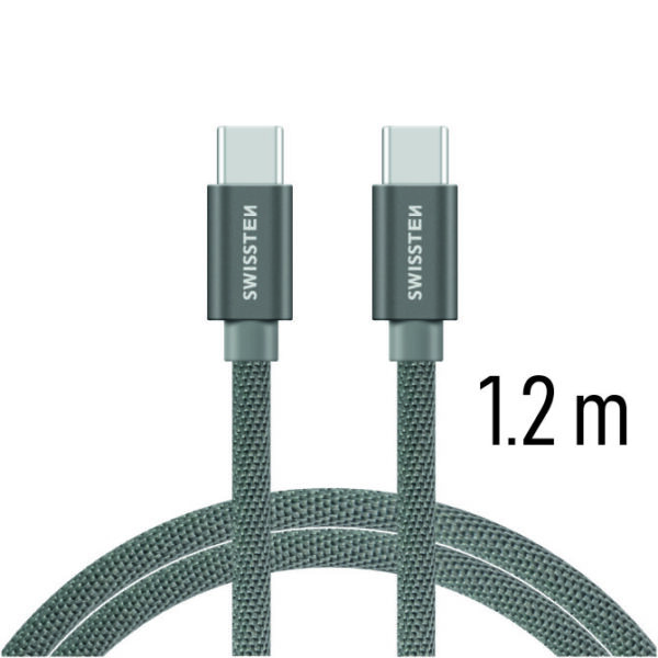 DATA CABLE SWISSTEN TEXTILE USB-C / USB-C 1.2 M GREY