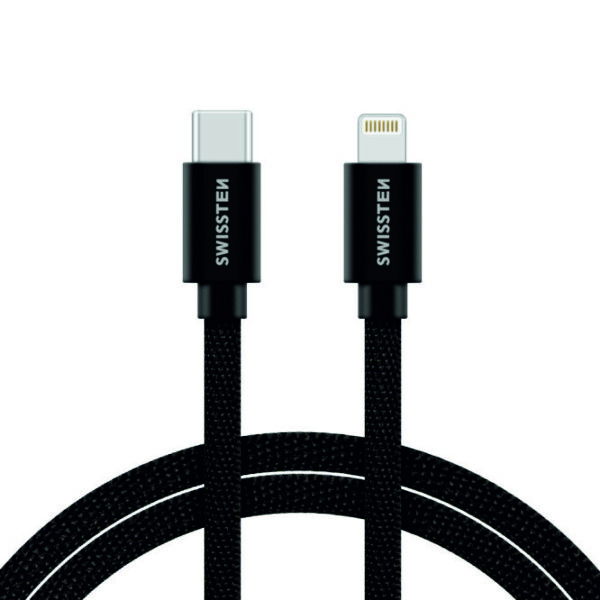 DATA CABLE SWISSTEN TEXTILE USB-C / LIGHTNING 2,0 M BLACK